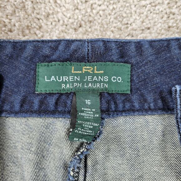 Lauren Ralph Lauren Capri Jeans Womens 16 Blue Double Button Panel Cropped Denim - Picture 2 of 14